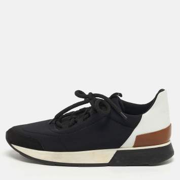 Pre Owned Hermes Miles Size 37 Tricolor Leather and Neoprene Low Top Sneakers