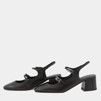 Pre Owned Hermes Pumps Jackie 50 Black Leather Size 36H