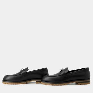 مملوكة مسبقًا Hermes Mocassins Fauve Black Leather Size 38