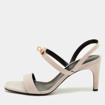 مملوكة مسبقًا Hermes Glamour Size 40 Light Pink Suede Slingback Sandals