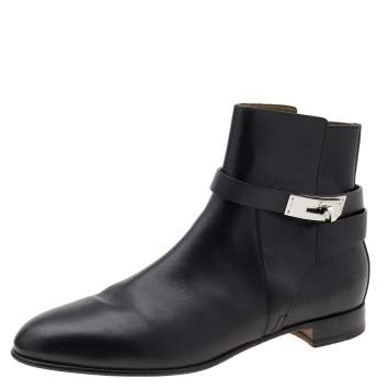 مملوكة مسبقًا Hermès Black Leather Neo Ankle Length Boots Size 40