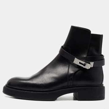 Pre Owned Hermes Black Leather Neo Ankle Boots Size 39