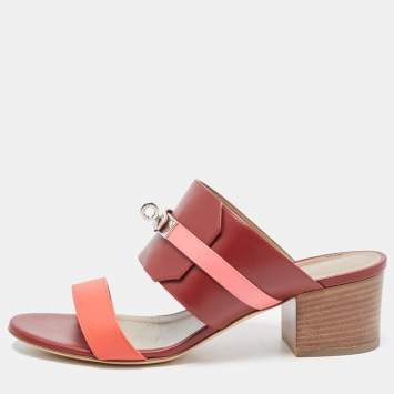 Pre Owned Hermes Tricolor Leather Ovation Sandals Size 38.5
