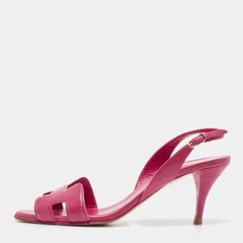 Pre Owned Hermes Purple Leather Night Sandals Size 38
