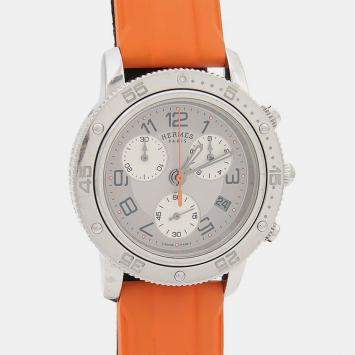 Pre Owned Hermes Clipper CP2.410 Quartz Stainless Steel Men's Wristwatch 36.5 mm