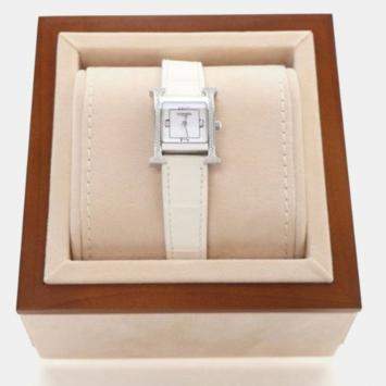 Pre Owned Hermes Heure H Quartz White Stainless Steel Women's Wristwatch 21 mm