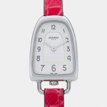 Pre Owned ساعة يد نسائية هيرمس جالوب GA1.110 كوارتز فضي ستانلس ستيل 20 مم