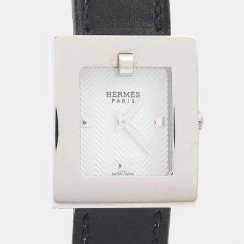 Pre Owned Hermes Belt BE1.210 Quartz White Stainless Steel Women's Wristwatch 21mm