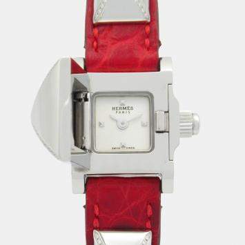 Pre Owned Hermes Medor ME2.131 Quartz Silver Stainless Steel Diamond Women's Wristwatch 17 mm