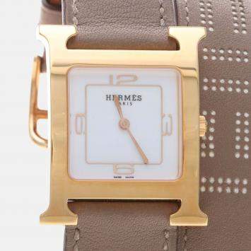 Pre Owned Hermes H Hour HH1.502 Quartz White Gold-Plated Women's Wristwatch 26.5mm