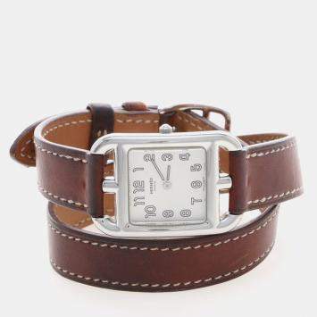 Pre Owned Hermes Cape Cod CC1.210 White Stainless Steel Quartz Women's Watches 33.5mm