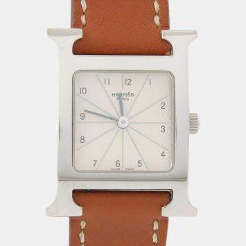 Pre Owned Hermes Heure H HH1.210 White Stainless Steel Quartz Women's Watches 21mm