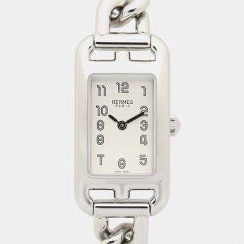 مملوكة مسبقًا Hermes Nantucket NA2.110 Silver Stainless Steel Quartz Women's Watches 32.5x17mm