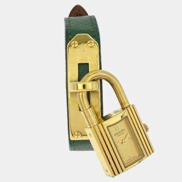 مملو كة مسبقًا Hermes Kelly Gold 18K Yellow Gold Plated, Stainless Steel Quartz Women's Watches 20mm