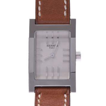 Pre Owned Hermes Silver Stainless Steel Tandem De Bourtour TA1.210 Quartz Women's Wristwatch 29 MM