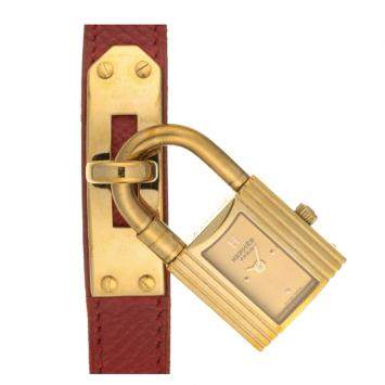 Hermes Champagne Gold Tone Stainless Steel Kelly KE1.210 Women's Wristwatch 20.5 MM