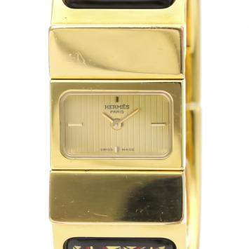 Hermes Champagne Gold Plated Stainless Steel Loquet Quartz LO1.201 Women's Wristwatch 20 MM