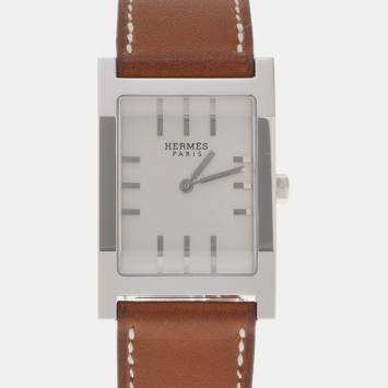 Pre Owned Hermes Silver Stainless Steel Tandem TA1.710 Quartz Women's Wristwatch 26 mm