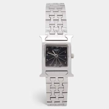 Pre Owned Hermes Black Stainless Steel Heure H HH1.210 Women's Wristwatch 21 mm