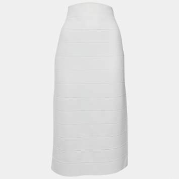 Herve Leger x Julia Restoin Roitfeld White Jersey Midi Skirt L
