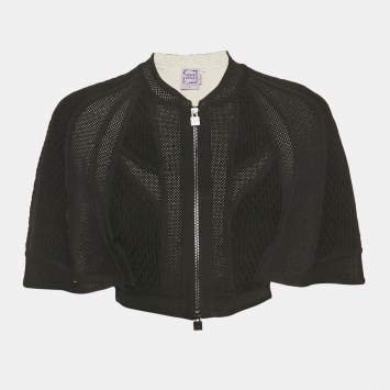 Pre Owned جاكت هيرفي ليجي كروب كيب محبوك مزخرف أسود صغير