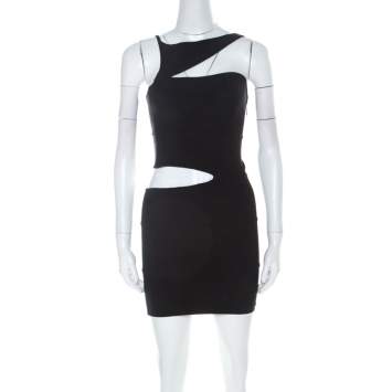 Pre Owned Herve Leger Black Bandage Cutout Vivien Mini Dress XS