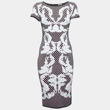 Pre Owned Herve Leger Multicolor Jacquard Knit Emely Bodycon Dress M