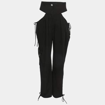 Pre Owned Hours Black Synthetic Suki Cut-out Joggers M