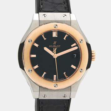 Pre Owned Hublot Classic Fusion Quartz 18k Rose Gold Titanium Women's Wristwatch 33 mm