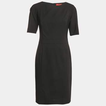 Pre Owned Hugo by Hugo Boss Black Wool Short Sleeve Koletta Dress S