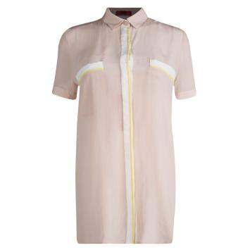 Pre Owned Hugo By Hugo Boss Pastel Pink Silk Button Front Elphie Blouse M