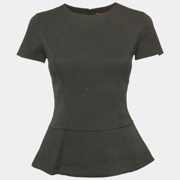 Pre Owned Hugo Boss Black Jacquard Top S