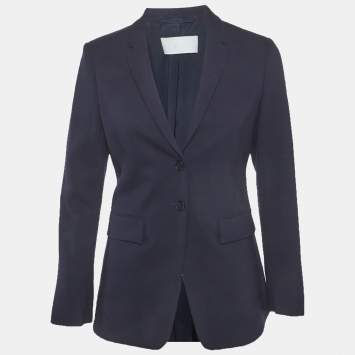 Pre Owned Hugo Boss Navy Blue Virgin Wool Button Front Blazer S