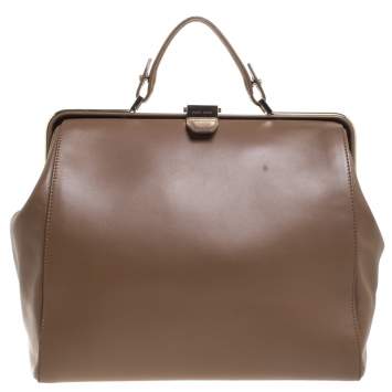 Pre Owned Hugo Boss Brown Leather Romy Top Handle Bag
