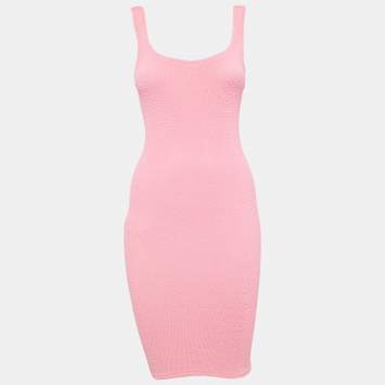 Pre Owned Hunza G Pink Textured Jersey Tank Top S