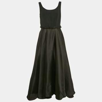INGIE Paris Black Silk and Crepe Sleeveless Long Dress M