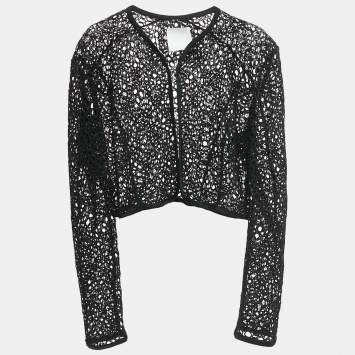 Pre Owned INGIE Paris Black Guipure Lace Blouse S