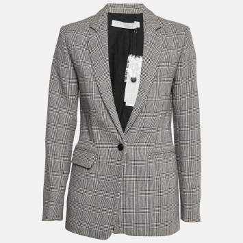 Pre Owned IRO Black/White Glen Checks Cotton Blend Single Breasted Blazer S