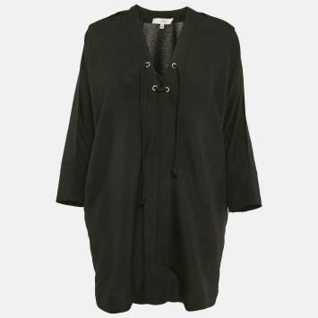 Pre Owned IRO Black Crepe Lace-Up Detail Mini Alessi Dress S