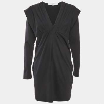 Pre Owned IRO Black Cotton Knit V-Neck Emylie Mini Dress M