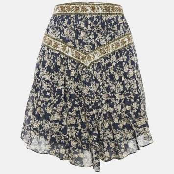 Pre Owned Isabel Marant Etoile Blue Floral Print Cotton Vega Mini Skirt M