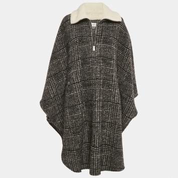 Pre Owned Isabel Marant Etoile Grey Checks Wool Cape XS 