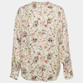 Pre Owned Isabel Marant Etoile Multicolor Floral Print Crepe Blouse M