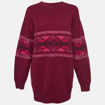 Pre Owned Isabel Marant Etoile Avril Fair-Isle Knit Oversized Sweater S