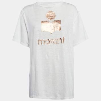Marant Etoile White Zewel Print Linen Jersey T-Shirt M