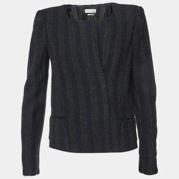 Pre Owned Isabel Marant Etoile Black Stripe Wool Blend Jacket S