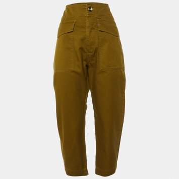 Pre Owned Isabel Marant Etoile Green Cotton Tapered Trousers XL  