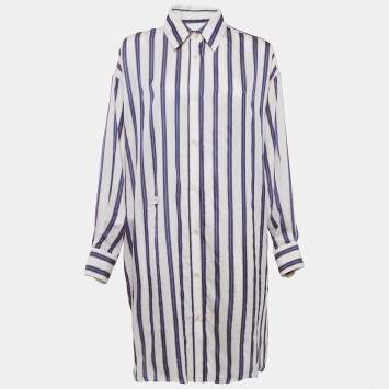 Pre Owned Isabel Marant Etoile White/Blue Stripe Cotton Blend Seenli Dress S