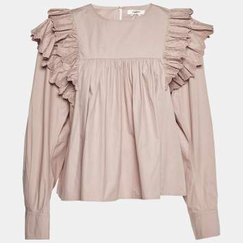 Isabel Marant Etoile Mauve Cotton Frilled Blouse L