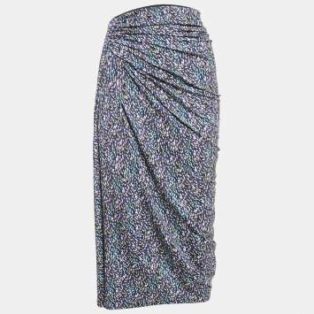 Isabel Marant Etoile Blue Jeldia Print Jersey Draped Midi Skirt M